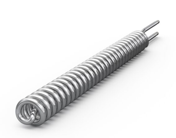 Bild zeigt elektrischen Rohrheizkörper aus Edelstahl 1.4404