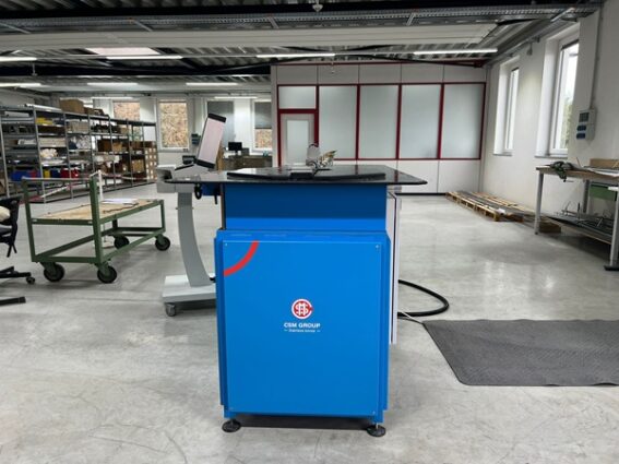 The picture shows a bending machine at HELIOS' site